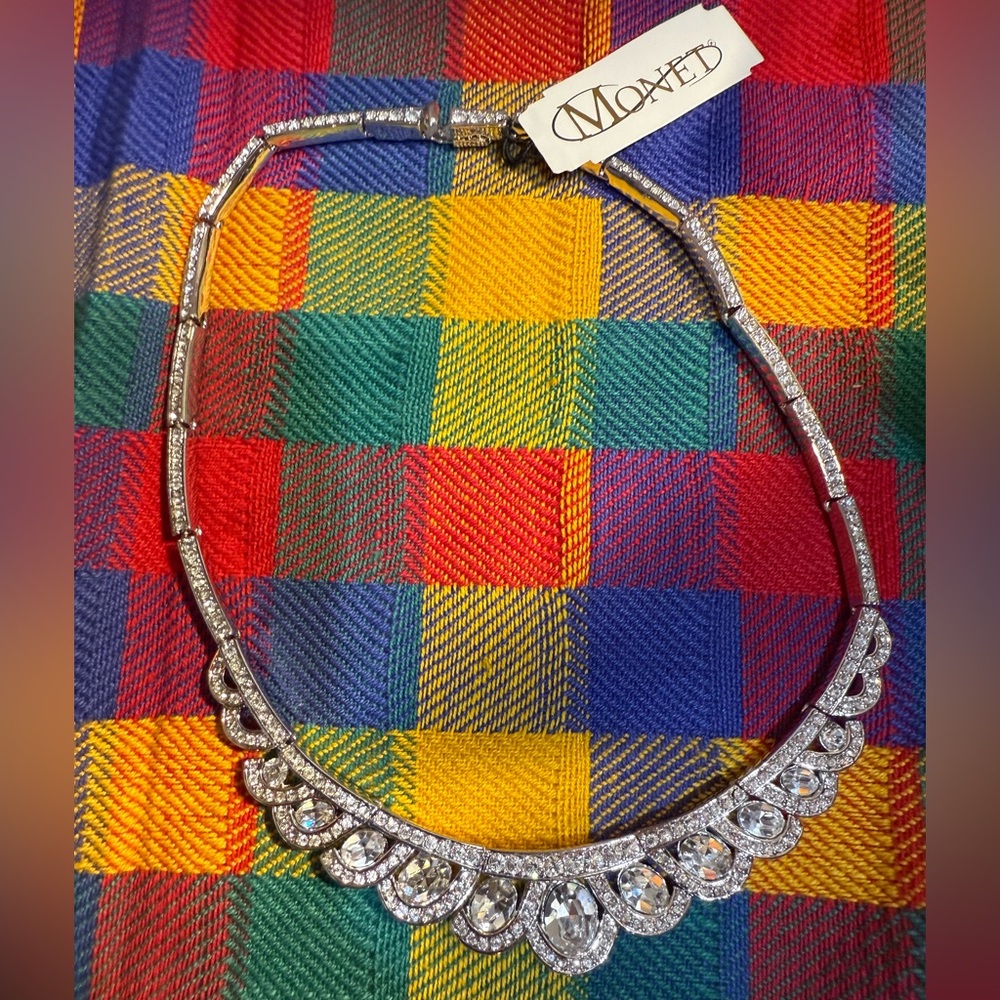 Vintage Monet Crystal Silver Necklace - Picture 4 of 4